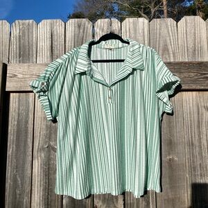 Green Striped Blouse